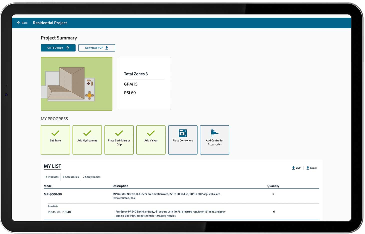 My Design Landscape Summary Tablet